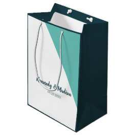 Aquamarines Monogramm 💍 Moderne Geometrische Eleg Mittlere Geschenktüte