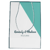 Aquamarines Monogramm 💍 Moderne Geometrische Eleg Mittlere Geschenktüte (Rückseite)