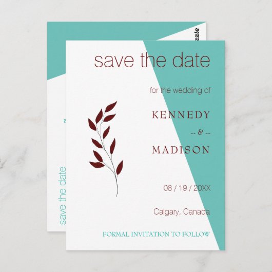 Aquamarines Monogramm 💍 Moderne Geometrische Eleg Postkarte (Vorne/Hinten)