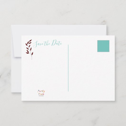 Aquamarines Monogramm 💍 Moderne Geometrische Eleg Save The Date (Rückseite)