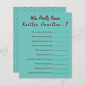 Aquamarines Monogramm 💍 Modernes Brautparty (Vorne/Hinten)