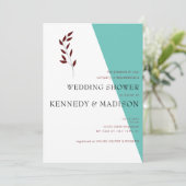 Aquamarines Monogramm 💍 Modernes geometrisches Br Einladung (Stehend Vorderseite)