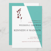 Aquamarines Monogramm 💍 Modernes geometrisches Br Einladung (Vorne/Hinten)