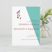 Aquamarines Monogramm 💍 Modernes geometrisches Br Einladung (Stehend Vorderseite)