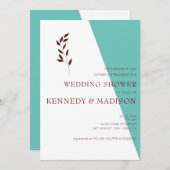 Aquamarines Monogramm 💍 Modernes geometrisches Br Einladung (Vorne/Hinten)