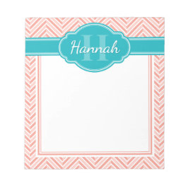 Aquamarines Monogramm Notizblock