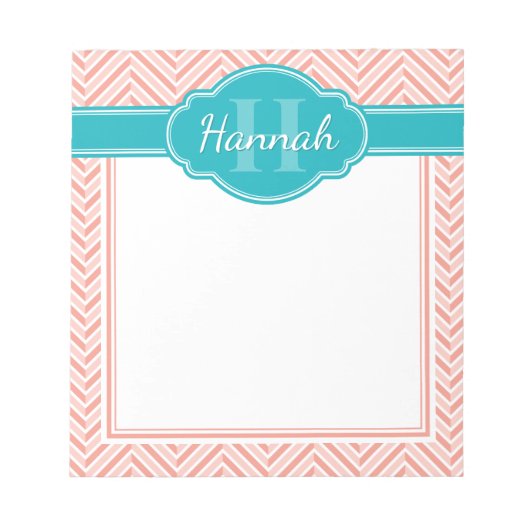 Aquamarines Monogramm Notizblock (Vorderseite)