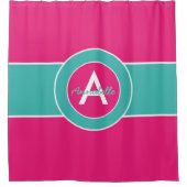 Aquamarines Monogramm, Personalisiert, warm rosa Duschvorhang (Vorderseite)