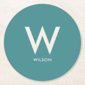 Aquamarines Monogramm Persönliches Party Runder Pappuntersetzer (Vorderseite)