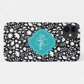 Aquamarines Monogramm Quatrefolienmuster Case-Mate iPhone Hülle (Rückseite (Horizontal))