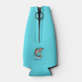 Aquamarines Monogramm Regenbogenforelle Flaschenkühler (Rückseite)