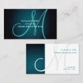 Aquamarines Monogramm Visitenkarte (Vorne/Hinten)