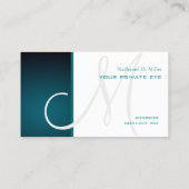 Aquamarines Monogramm Visitenkarte (Rückseite)