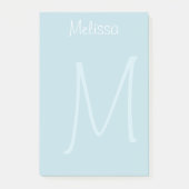 Aquamarines Monogramm-Wasserzeichen Post-it Klebezettel (Vorderseite)
