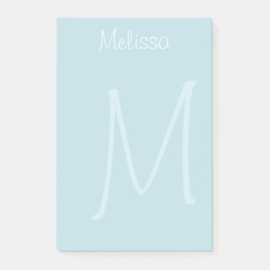Aquamarines Monogramm-Wasserzeichen Post-it Klebezettel (Vorderseite)