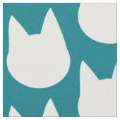 Aquamarines Muster der weißen Katze Stoff (Nahaufnahme)