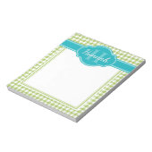 Aquamarines Muster des grünen Hahnentrittmusters Notizblock (Rotiert)