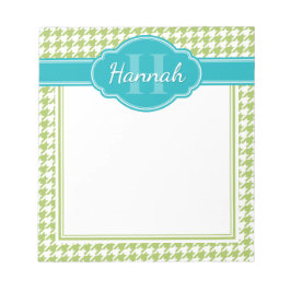 Aquamarines Muster des grünen Hahnentrittmusters Notizblock