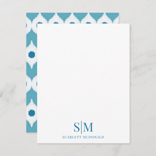 Aquamarines Muster für Abstrakte Monogramm-Formen Mitteilungskarte (Vorne/Hinten)