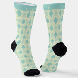 Aquamarines Muster für grüne Raute mit hellweichen Socken