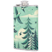 Aquamarines Muster für Grünwälder und Vögel Flachmann (Links)