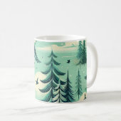 Aquamarines Muster für Grünwälder und Vögel Kaffeetasse (VorderseiteRechts)