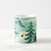 Aquamarines Muster für Grünwälder und Vögel Kaffeetasse (Mittel)