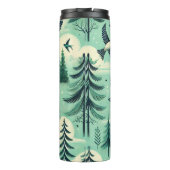 Aquamarines Muster für Grünwälder und Vögel Thermosbecher (Rückseite)