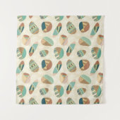 Aquamarines Muster Geo Schritt-| im Freien Wandteppich (Vorderseite (Horizontal))