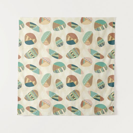 Aquamarines Muster Geo Schritt-| im Freien Wandteppich (Vorderseite)