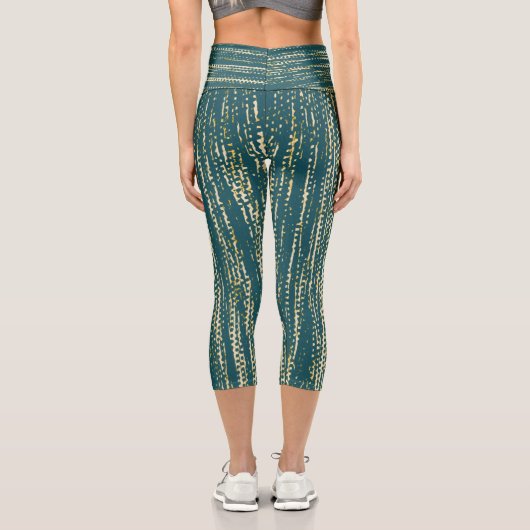 Aquamarines Muster mit abgeschrägtem, Abstraktem L Capri Leggings (Rückseite)