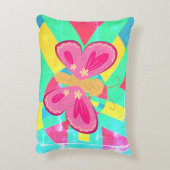 Aquamarines Muster mit rosa Schmetterling Dekokissen (Rückseite(Vertikal))