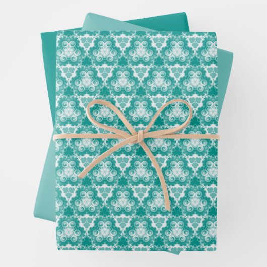Aquamarines Muster mit  Swirl und Solid Geschenkpapier Set (Beispiel)