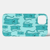 Aquamarines Muster Niedlicher Katzen. Case-Mate iPhone Hülle (Rückseite (Horizontal))