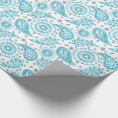 Aquamarines Muster Paisleys Geschenkpapier (Ecke)