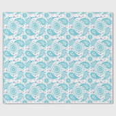 Aquamarines Muster Paisleys Geschenkpapier (Flach)