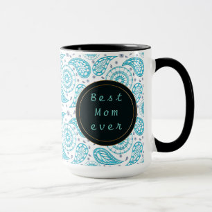 Aquamarines Muster Paisleys. Text Tasse