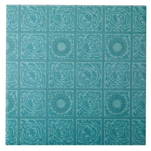 Aquamarines Muster (von William Morris) Fliese (Vorderseite)