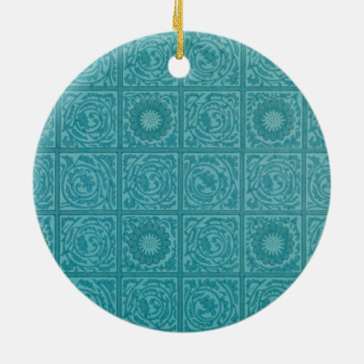 Aquamarines Muster (von William Morris) Keramik Ornament (Hinten)