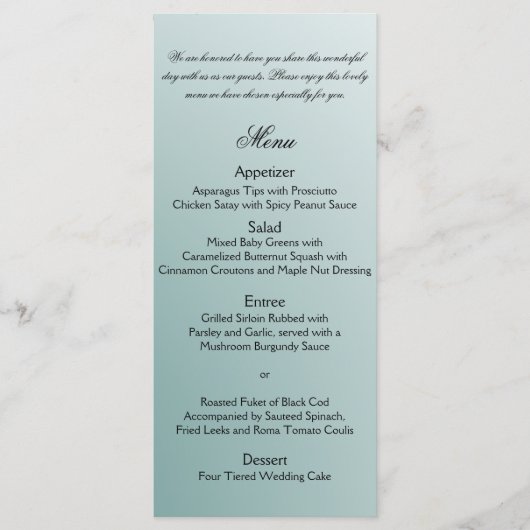 Aquamarines, natürliches Bambusmenü Menükarte (Vorderseite)