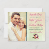 Aquamarines, Navy, Green, Gold Floral FOTO Save th (Rückseite)