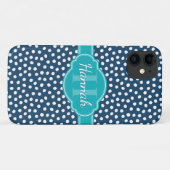 Aquamarines Navy White Dottern Muster Case-Mate iPhone Hülle (Rückseite (Horizontal))
