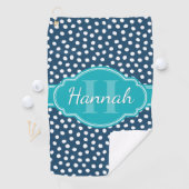 Aquamarines Navy White Dottern Muster Golfhandtuch (Insitu)