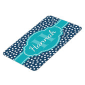 Aquamarines Navy White Dottern Muster Magnet (Linke Seite)