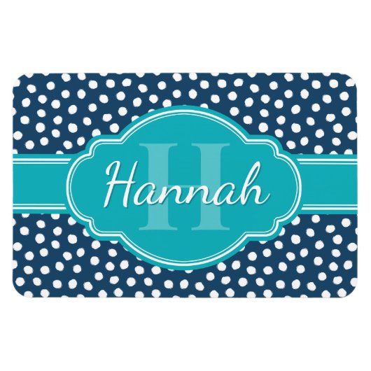 Aquamarines Navy White Dottern Muster Magnet (Horizontal)