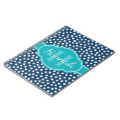 Aquamarines Navy White Dottern Muster Notizblock (Linke Seite)