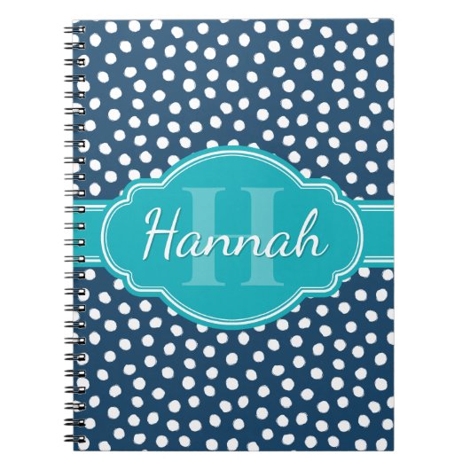 Aquamarines Navy White Dottern Muster Notizblock (Vorderseite)