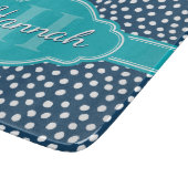Aquamarines Navy White Dottern Muster Schneidebrett (Ecke)