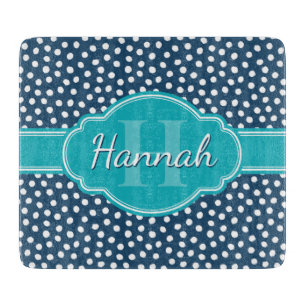 Aquamarines Navy White Dottern Muster Schneidebrett
