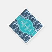 Aquamarines Navy White Dottern Muster Serviette (Ecke)